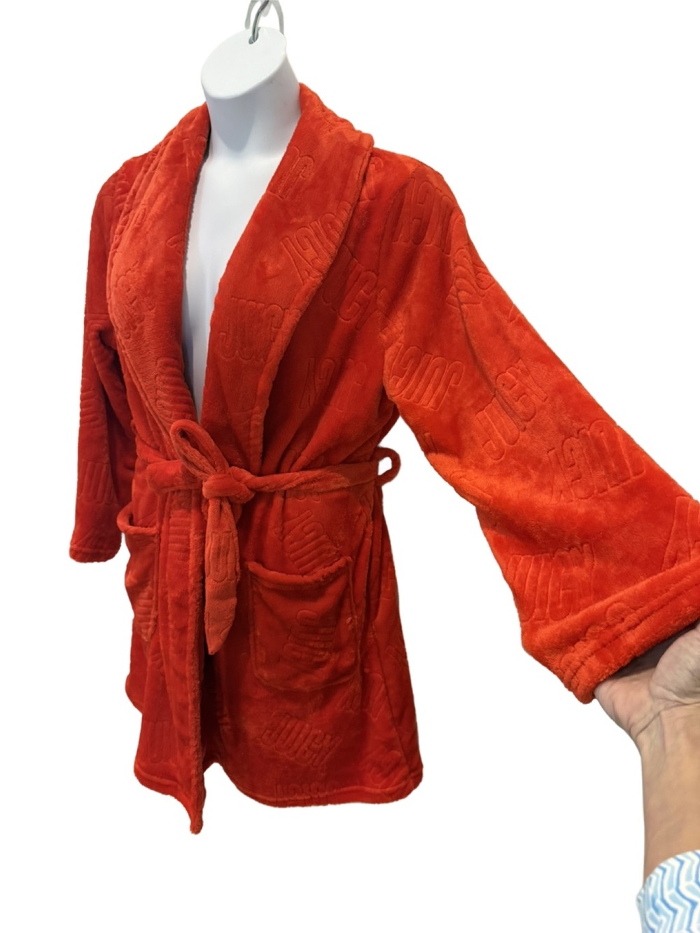 Juicy Couture Orange Plush Shawl-Collar Robe